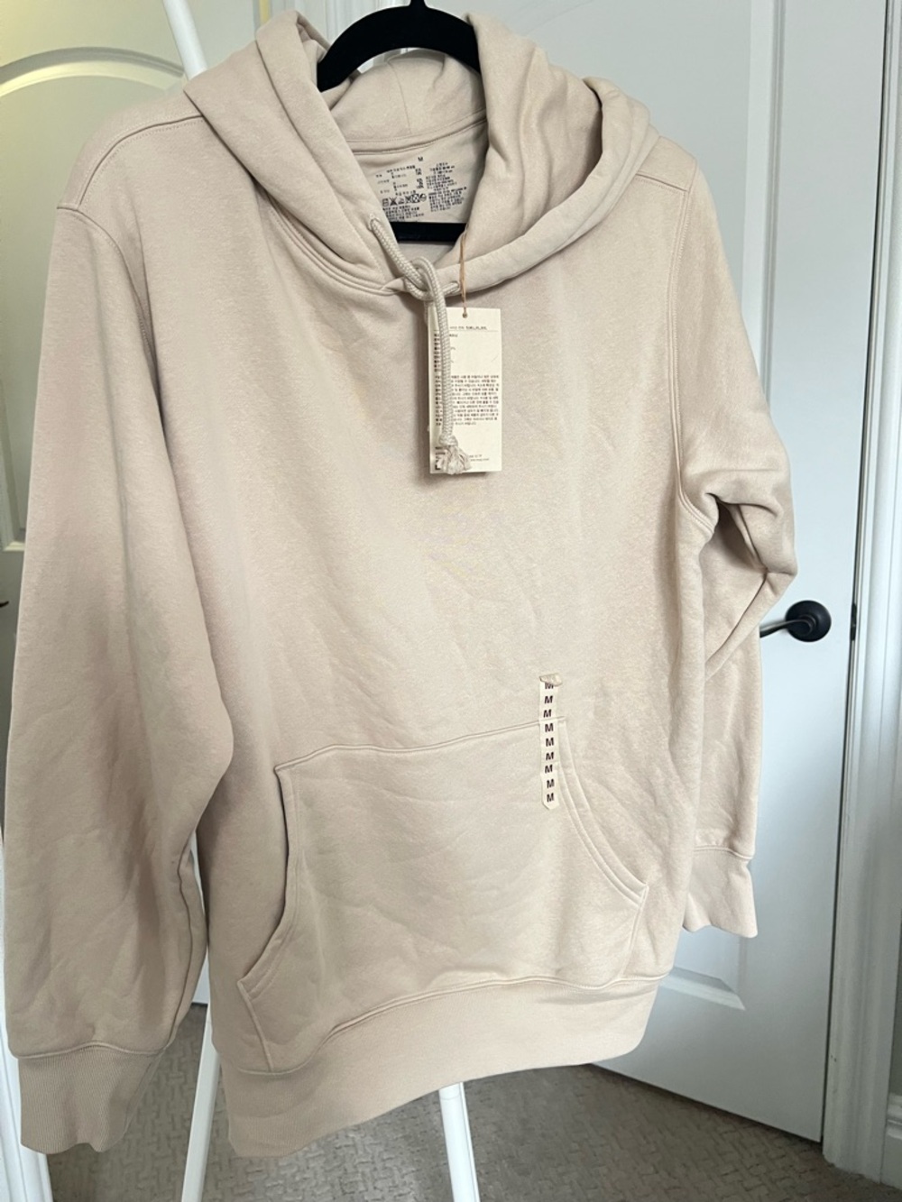 Muji Men's Pullover Hoodie in Light Beige-Cream